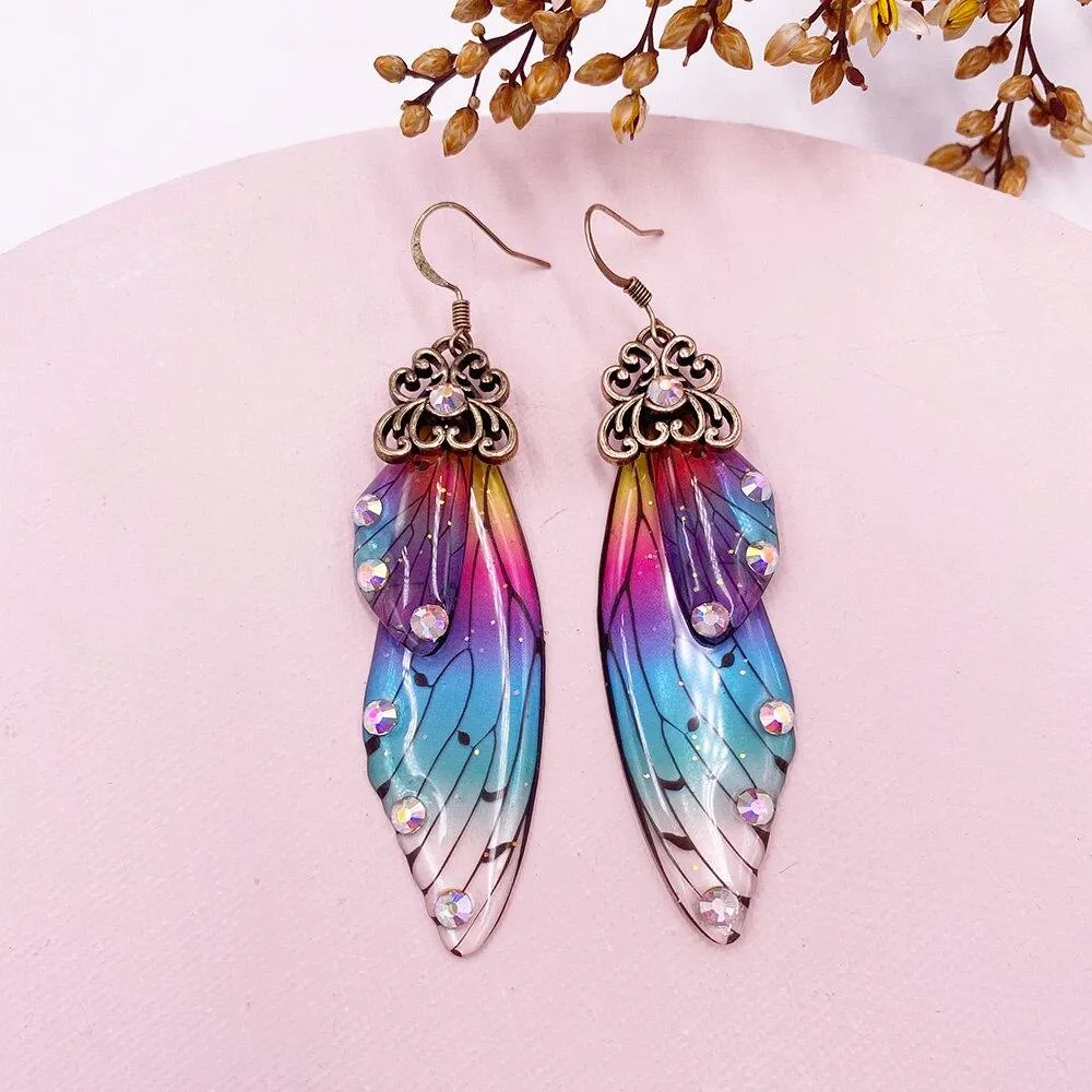 Women Handmade Magical Butterfly Simulation Wing Earrings