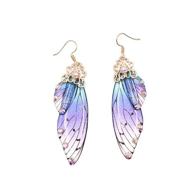 Women Handmade Magical Butterfly Simulation Wing Earrings