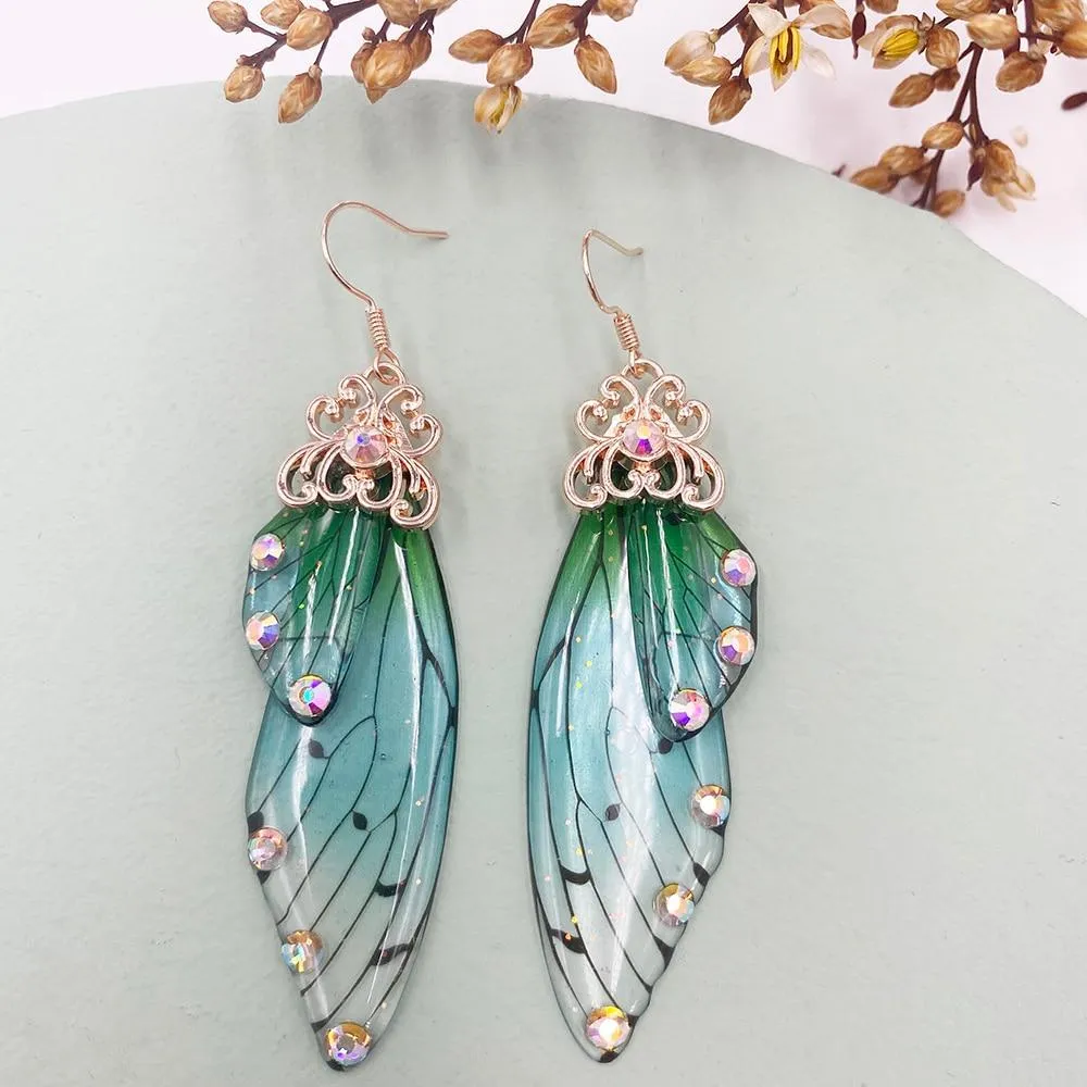 Women Handmade Magical Butterfly Simulation Wing Earrings