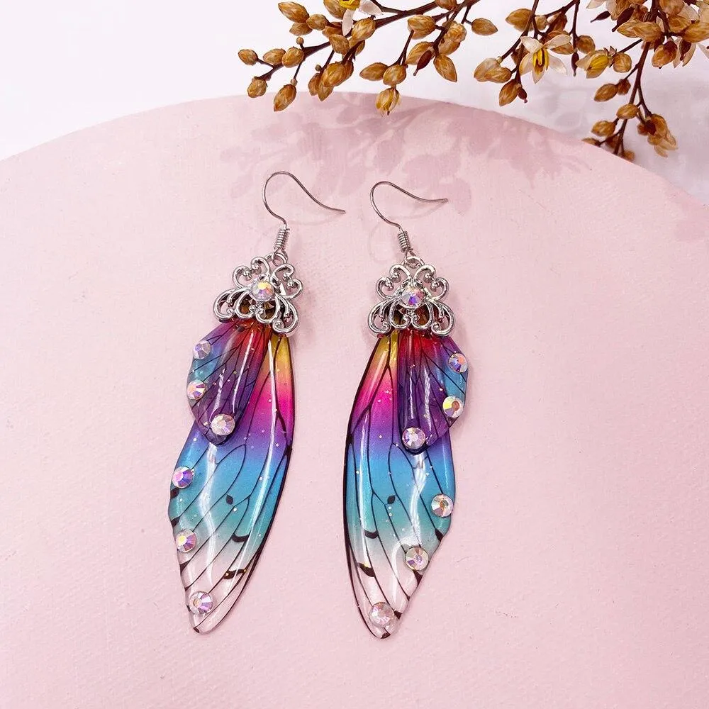 Women Handmade Magical Butterfly Simulation Wing Earrings