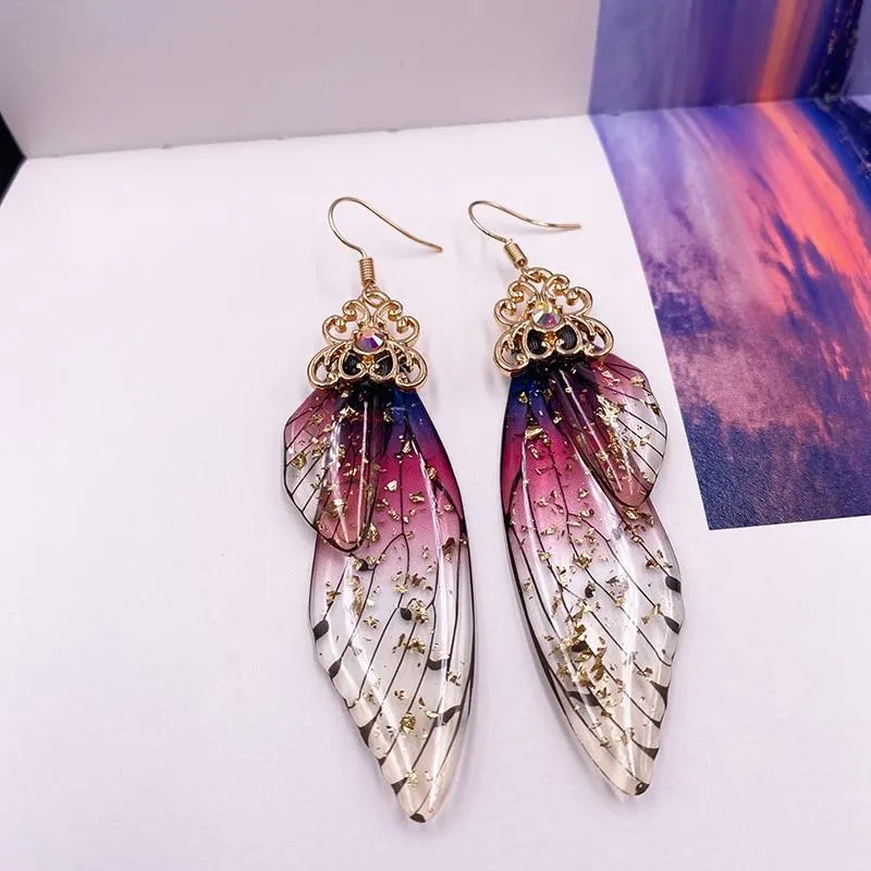 Women Handmade Magical Butterfly Simulation Wing Earrings