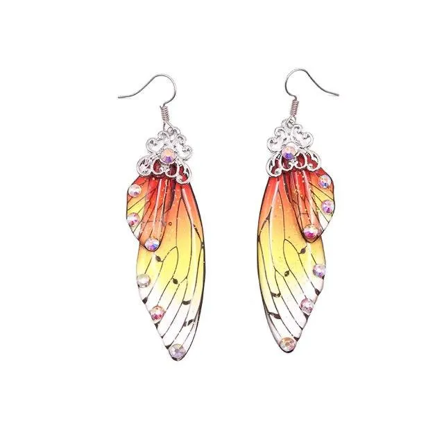 Women Handmade Magical Butterfly Simulation Wing Earrings
