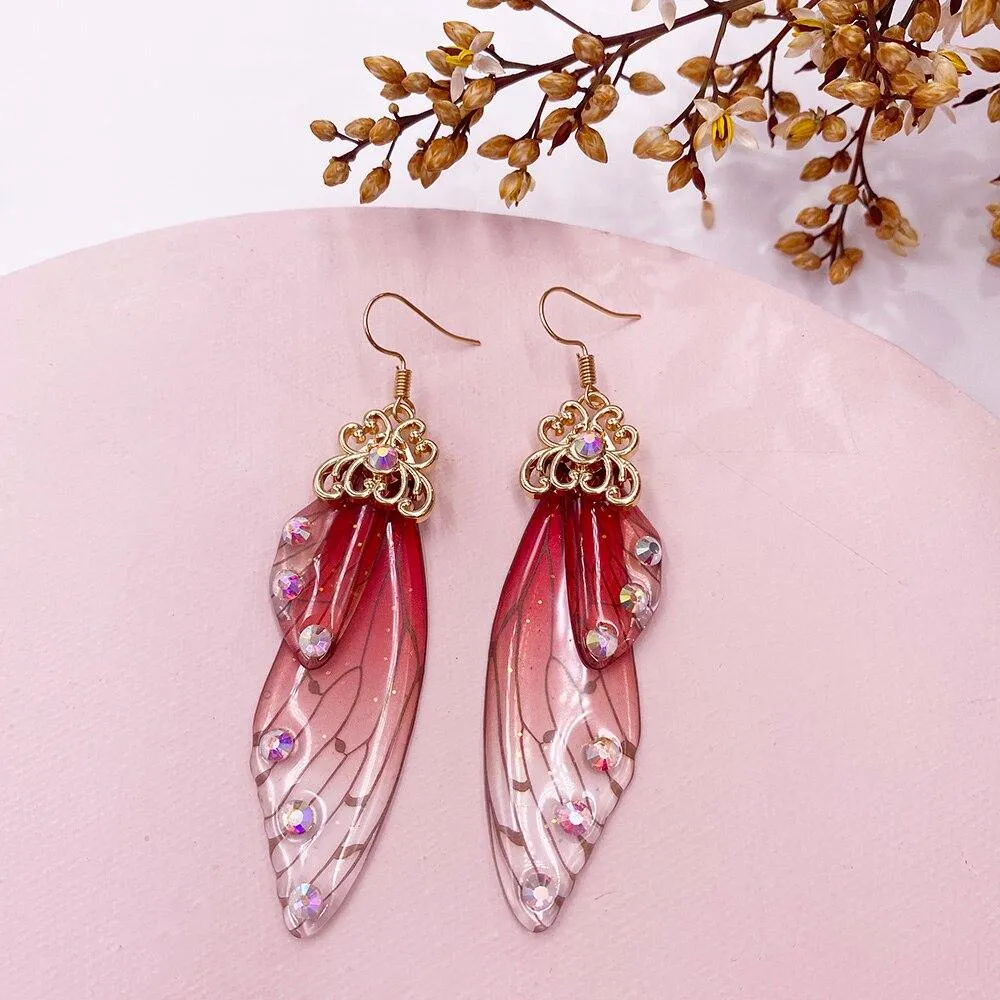 Women Handmade Magical Butterfly Simulation Wing Earrings