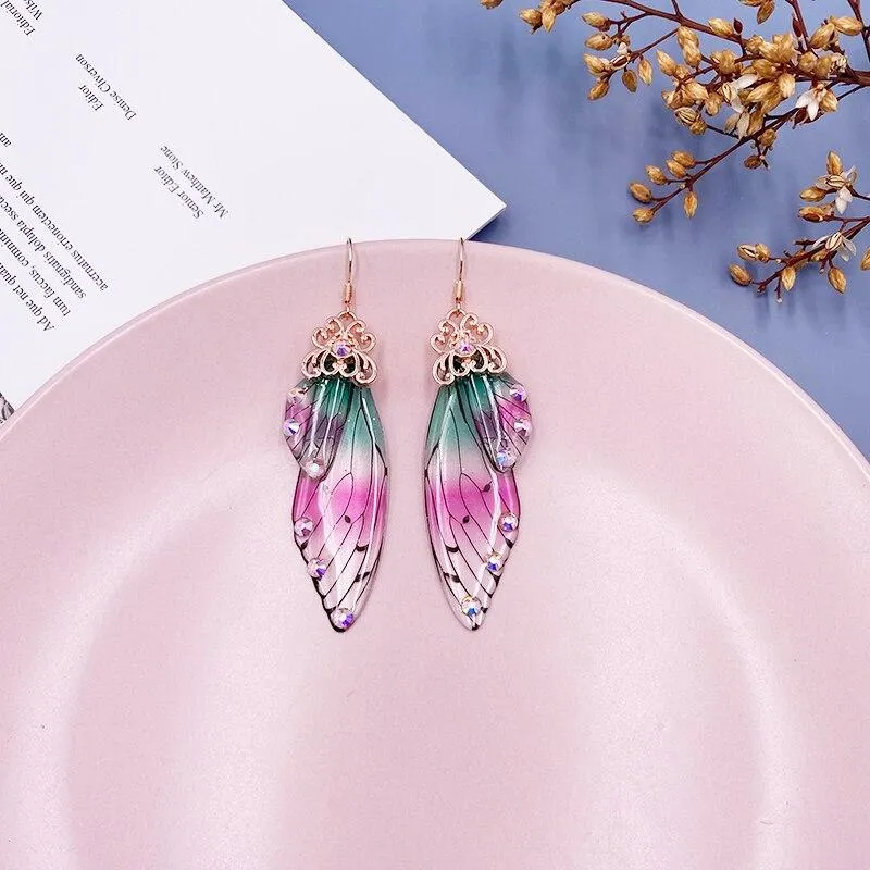 Women Handmade Magical Butterfly Simulation Wing Earrings