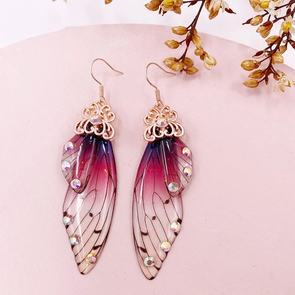Women Handmade Magical Butterfly Simulation Wing Earrings