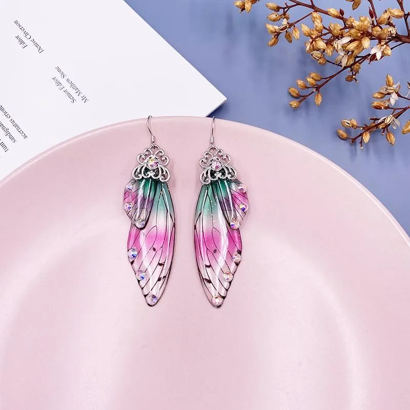 Women Handmade Magical Butterfly Simulation Wing Earrings