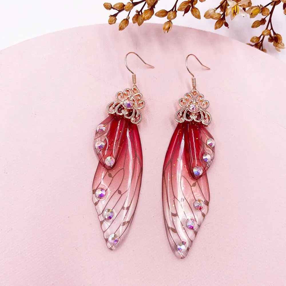 Women Handmade Magical Butterfly Simulation Wing Earrings