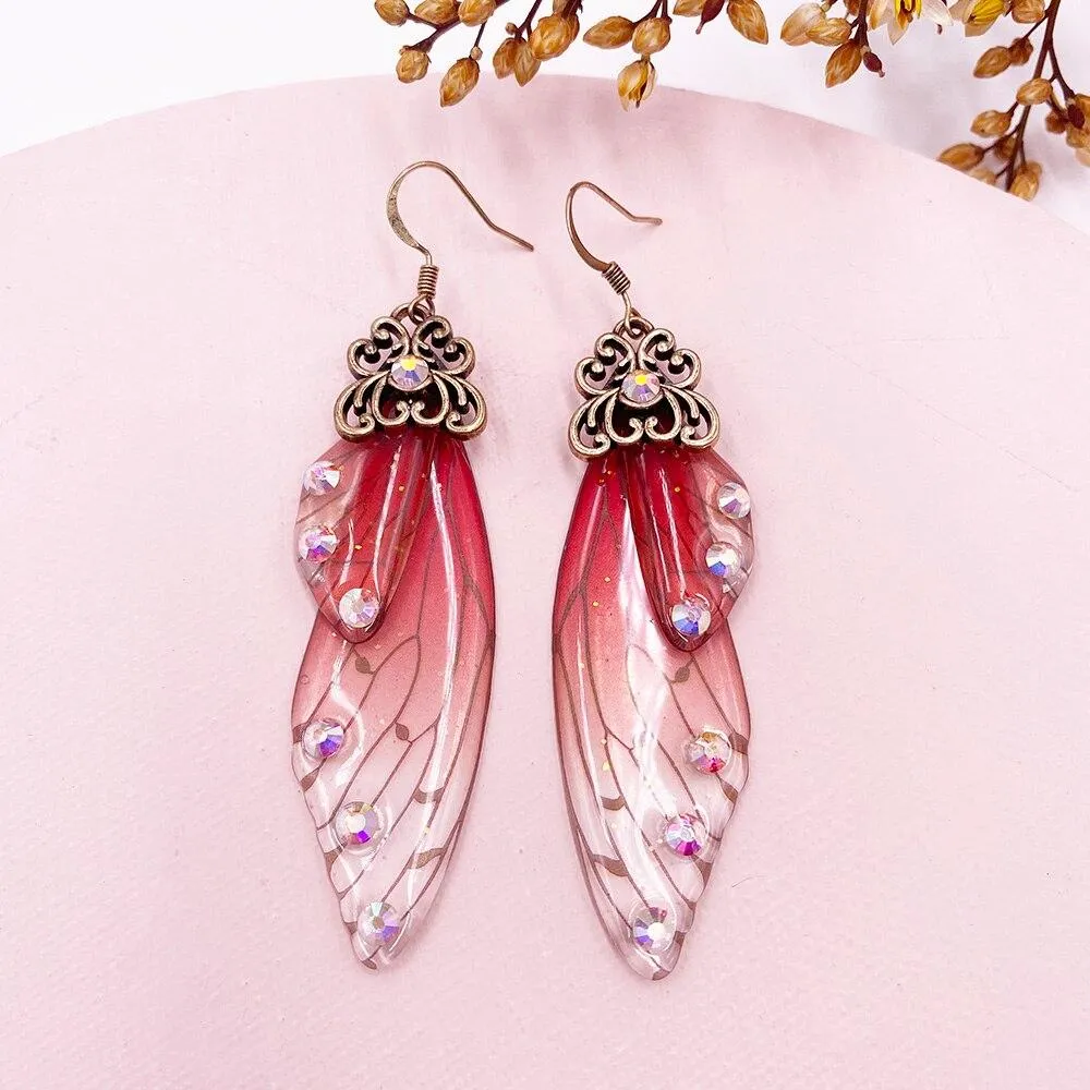 Women Handmade Magical Butterfly Simulation Wing Earrings