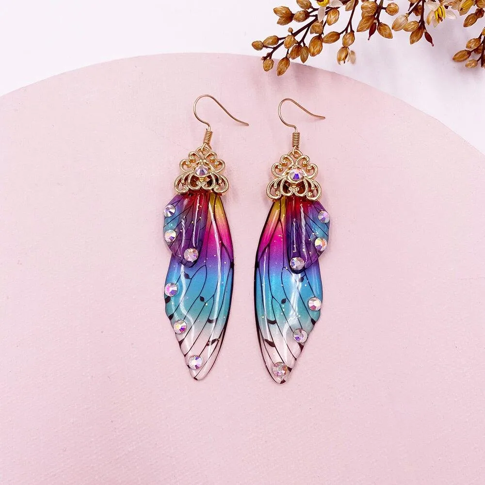 Women Handmade Magical Butterfly Simulation Wing Earrings