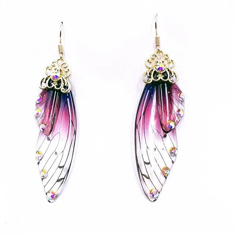 Women Handmade Magical Butterfly Simulation Wing Earrings