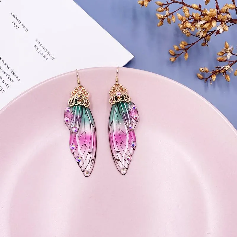 Women Handmade Magical Butterfly Simulation Wing Earrings