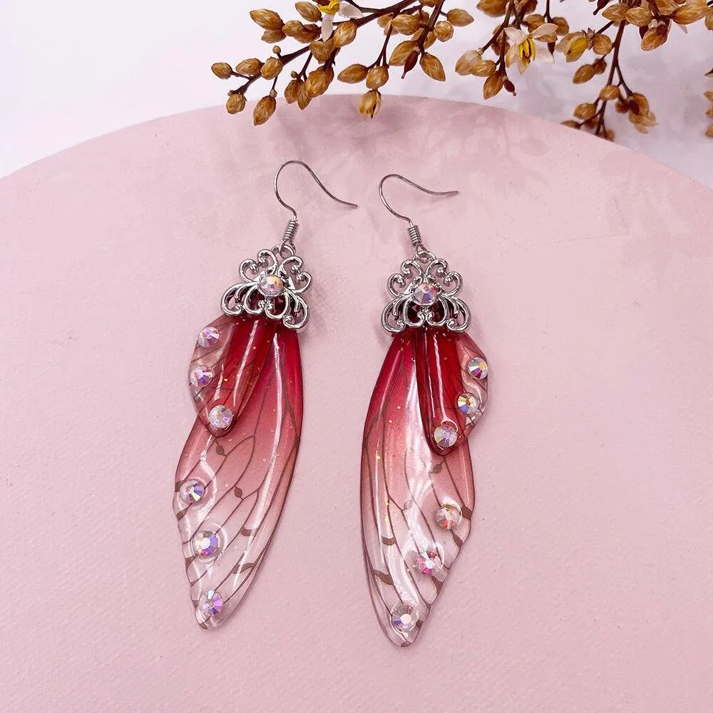 Women Handmade Magical Butterfly Simulation Wing Earrings