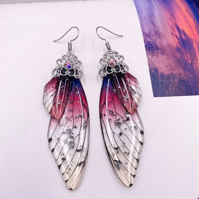 Women Handmade Magical Butterfly Simulation Wing Earrings