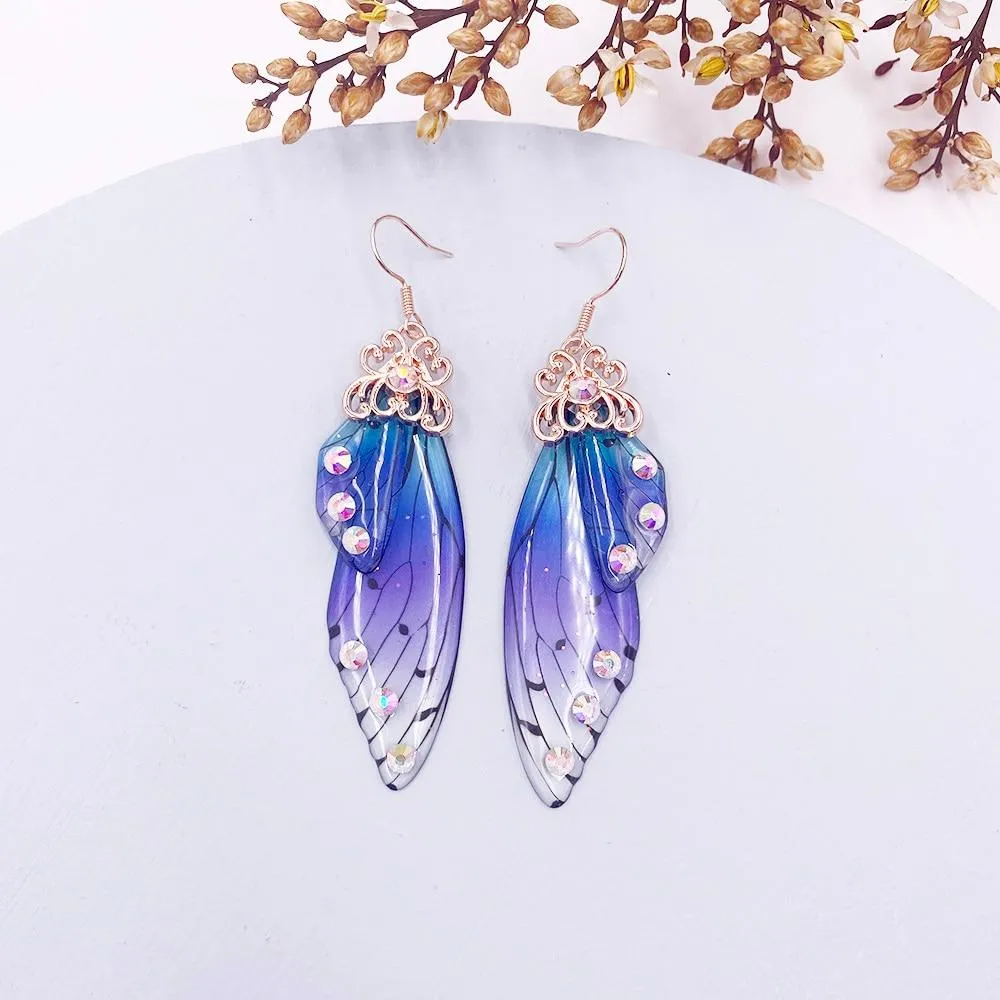 Women Handmade Magical Butterfly Simulation Wing Earrings