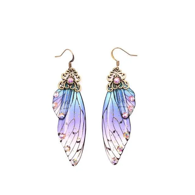 Women Handmade Magical Butterfly Simulation Wing Earrings