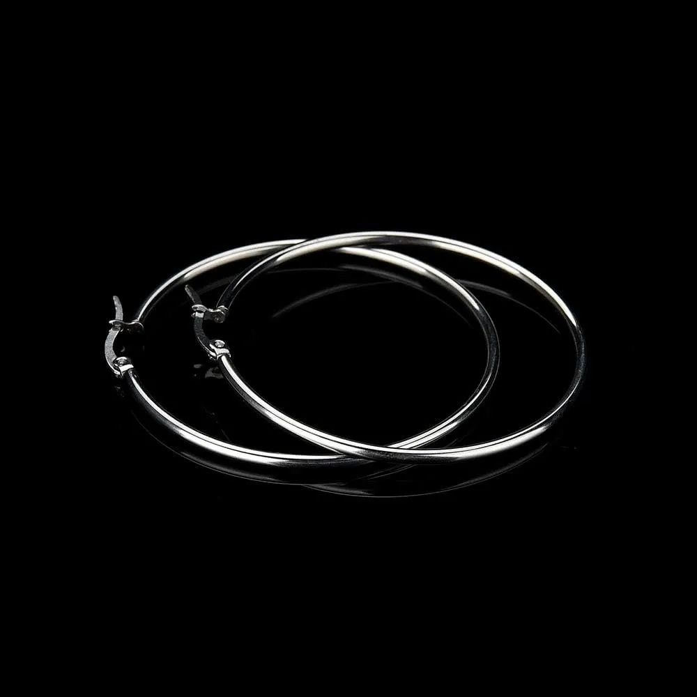 Women's 50mm Diameter Lightweight Hypoallergenic Surgical Stainless Steel Round Hoop Earrings Heart Hoop earrings