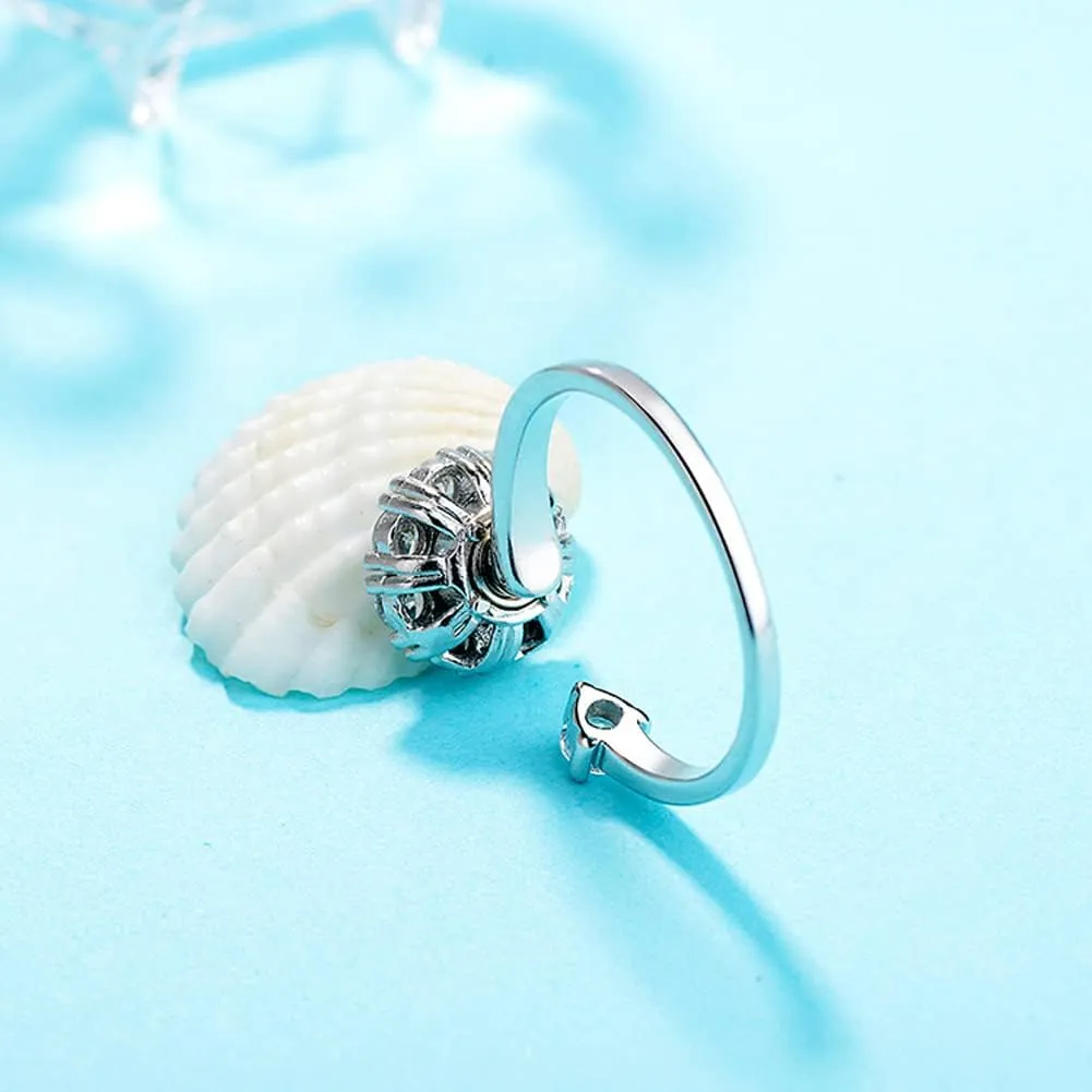 Womens Anxiety Ring Open Adjustable Ring Fidget Ring With Cubic Zircon Discreet Calming Spinner Ring for Women