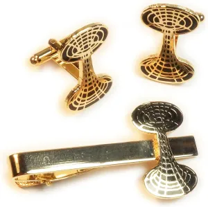 Wormhole Einstein Rosen Bridge Physics Black Hole Tie Bar Clip Cufflinks Cuff Links Set