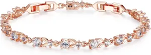 WOSTU 14K Gold Plated 3mm Cubic Zirconia Classic Adjustable Tennis Bracelet |Gold Bracelets for Women |Bride Bracelet for Wedding|Size 6.5-8 Inch