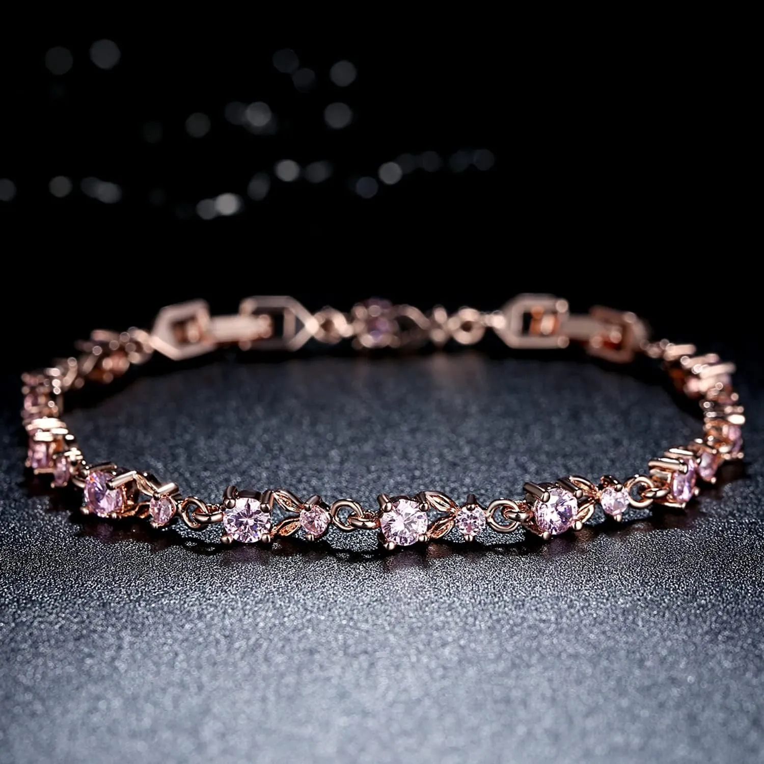 WOSTU 14K Gold Plated 3mm Cubic Zirconia Classic Adjustable Tennis Bracelet |Gold Bracelets for Women |Bride Bracelet for Wedding|Size 6.5-8 Inch