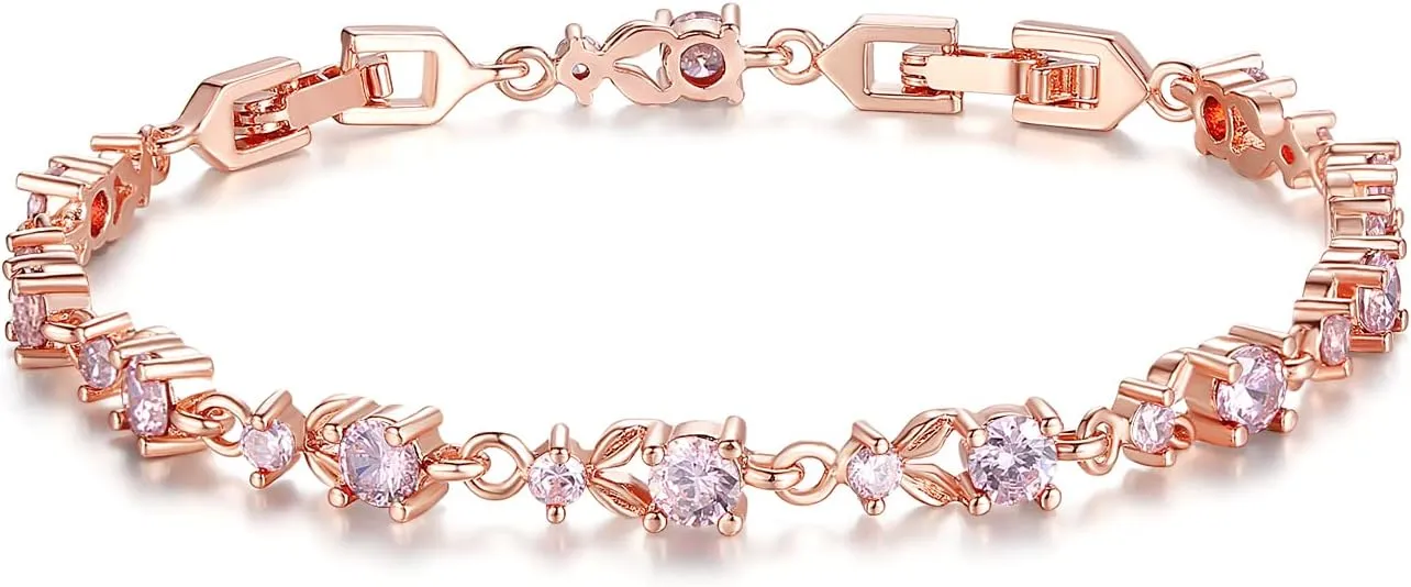 WOSTU 14K Gold Plated 3mm Cubic Zirconia Classic Adjustable Tennis Bracelet |Gold Bracelets for Women |Bride Bracelet for Wedding|Size 6.5-8 Inch