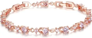 WOSTU 14K Gold Plated 3mm Cubic Zirconia Classic Adjustable Tennis Bracelet |Gold Bracelets for Women |Bride Bracelet for Wedding|Size 6.5-8 Inch