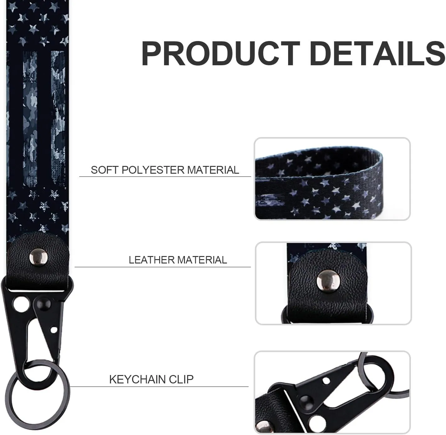 Wrist Key Chain with Metal Clasp, Short Lanyard for Keys, Tools, Phone, Wristlet Key Chain for Women, Teacher, Girls
