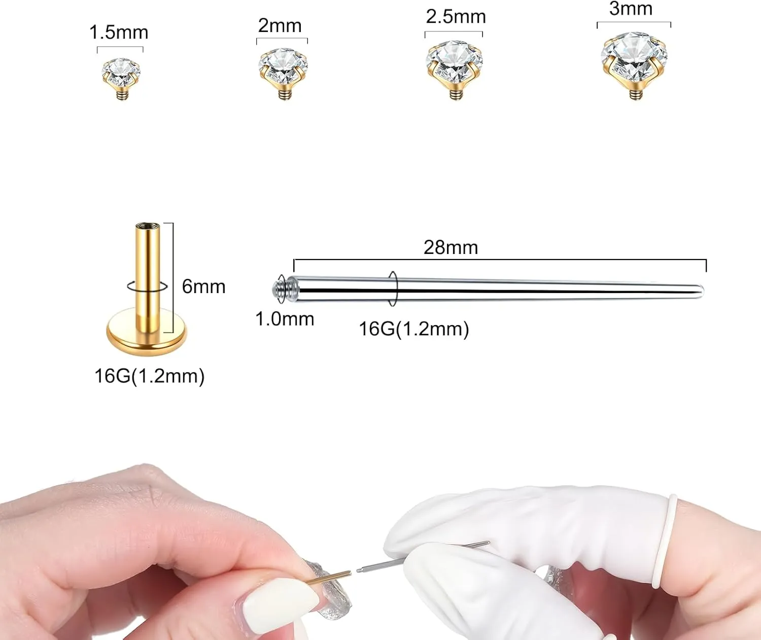 Xpircn 16G 18G Labret Jewelry Internally Threaded Lip Nose Piercing Studs Medusa Ashely Piercing Jewelry Tragus Earring Studs
