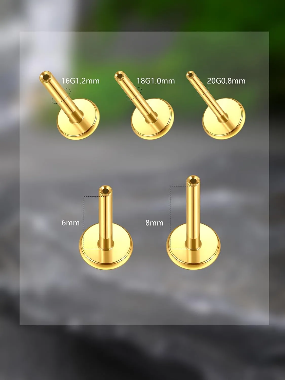 Xpircn Threadless Labret Bar for Flat Back Cartilage Helix Tragus Stud Earrings G23 Titanium - Bar ONLY, 20G/18G/16G