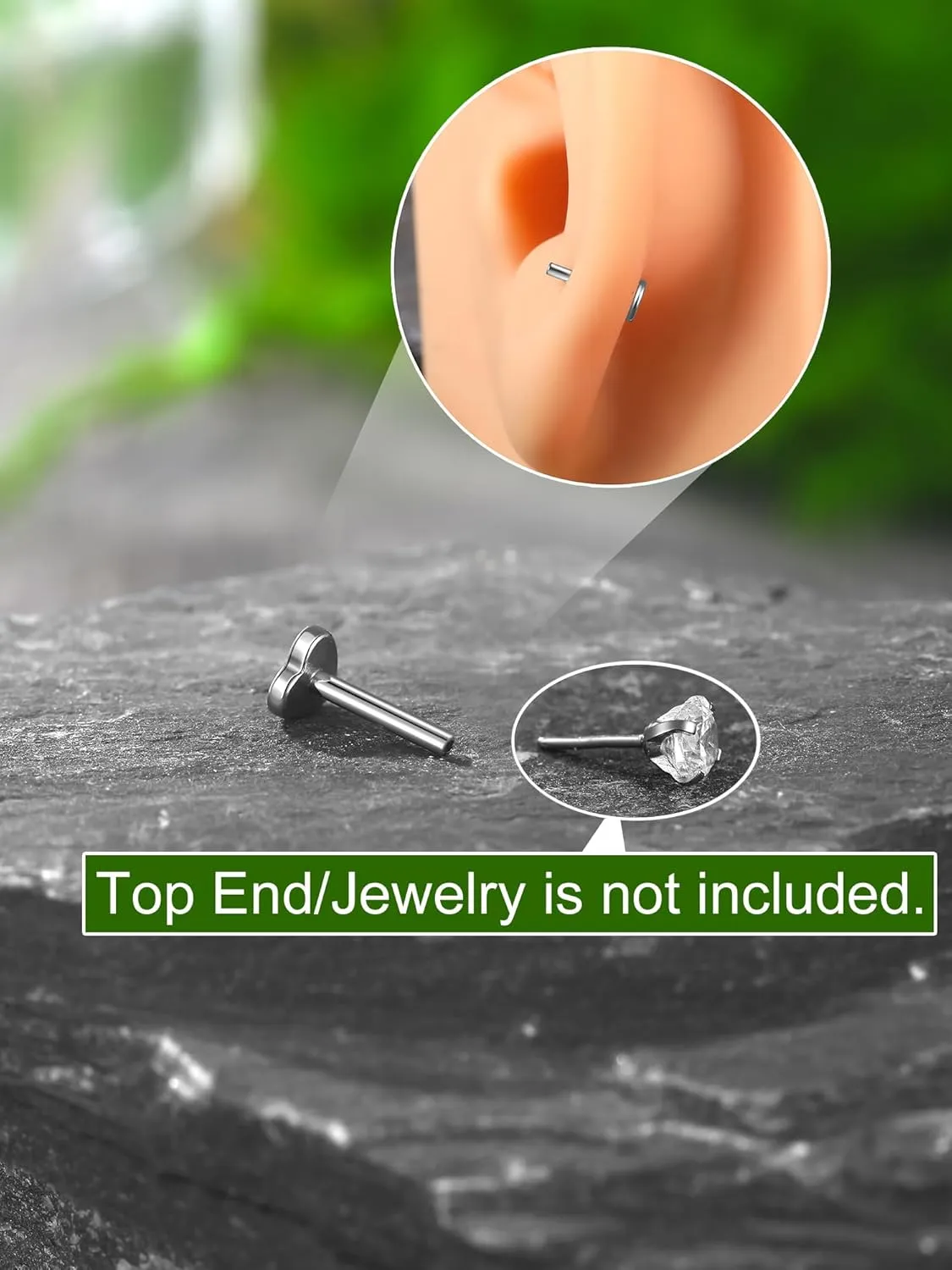 Xpircn Threadless Labret Bar for Flat Back Cartilage Helix Tragus Stud Earrings G23 Titanium - Bar ONLY, 20G/18G/16G