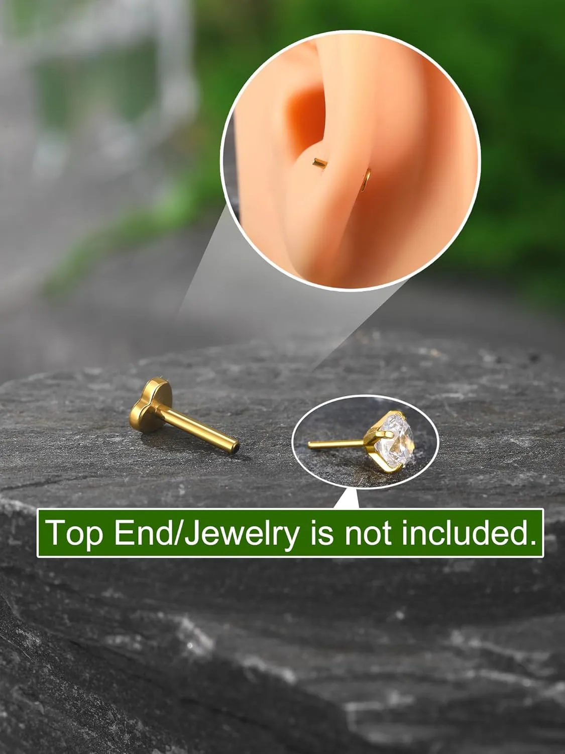 Xpircn Threadless Labret Bar for Flat Back Cartilage Helix Tragus Stud Earrings G23 Titanium - Bar ONLY, 20G/18G/16G