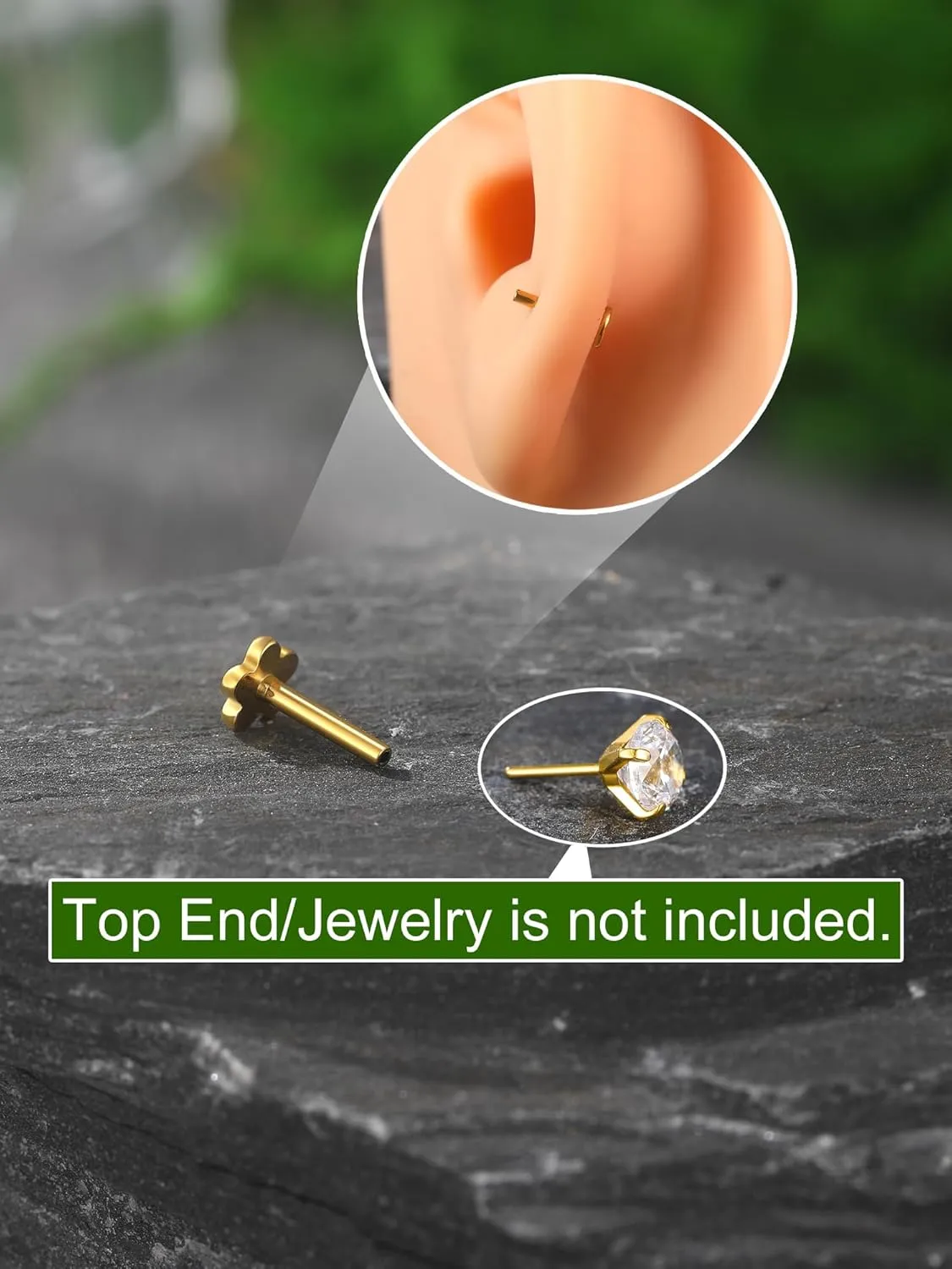 Xpircn Threadless Labret Bar for Flat Back Cartilage Helix Tragus Stud Earrings G23 Titanium - Bar ONLY, 20G/18G/16G