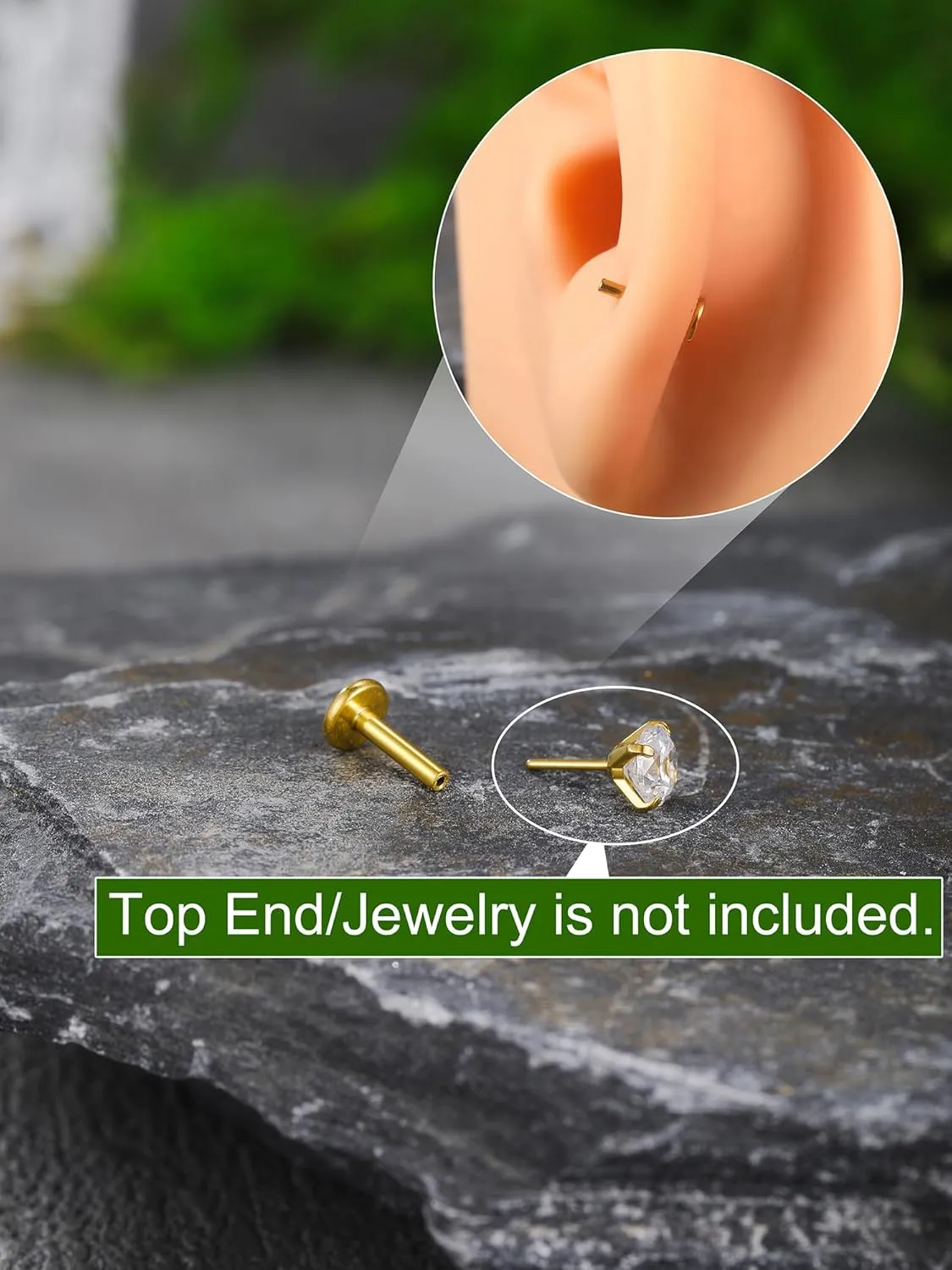 Xpircn Threadless Labret Bar for Flat Back Cartilage Helix Tragus Stud Earrings G23 Titanium - Bar ONLY, 20G/18G/16G