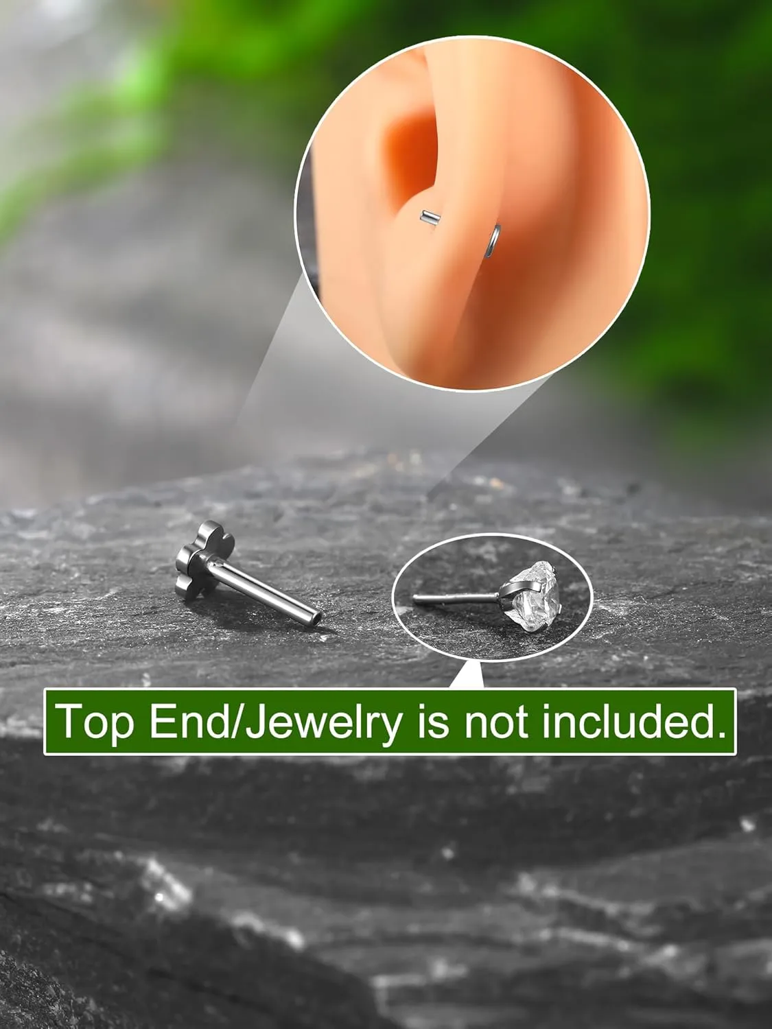 Xpircn Threadless Labret Bar for Flat Back Cartilage Helix Tragus Stud Earrings G23 Titanium - Bar ONLY, 20G/18G/16G