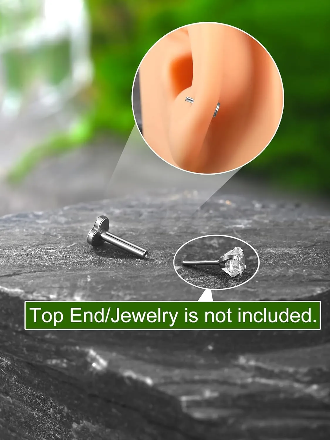 Xpircn Threadless Labret Bar for Flat Back Cartilage Helix Tragus Stud Earrings G23 Titanium - Bar ONLY, 20G/18G/16G