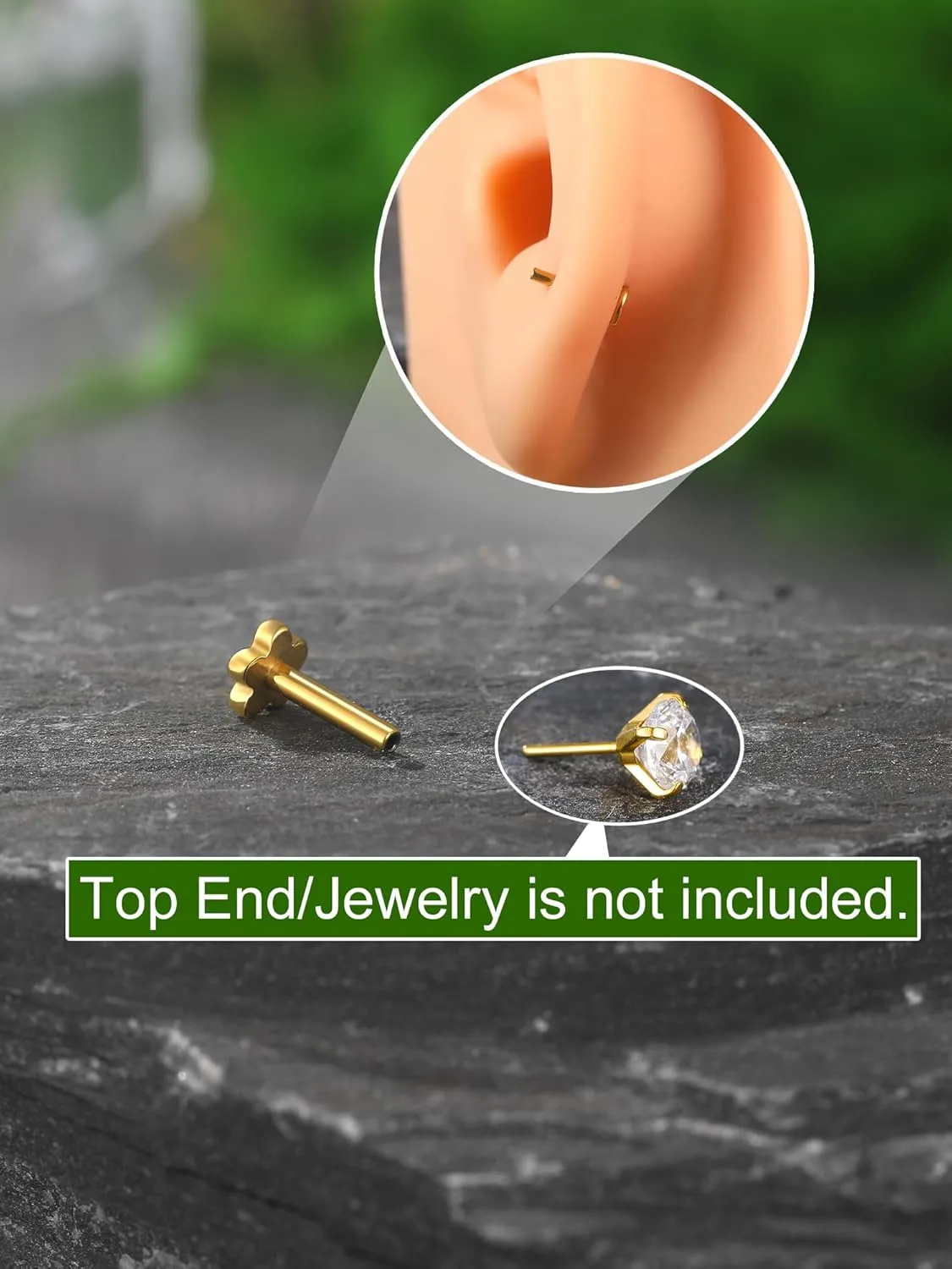 Xpircn Threadless Labret Bar for Flat Back Cartilage Helix Tragus Stud Earrings G23 Titanium - Bar ONLY, 20G/18G/16G