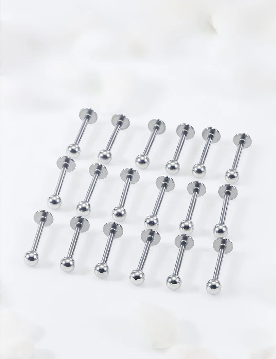 Yaalozei 20G 16G 14G 12G Lip Labret Monroe Medusa Ring Studs 316L Surgical Steel Tragus Helix Cartilage Earring Tongue Cheek Dimple Piercings Jewelry Bar Length 6mm 8mm 10mm 12mm 14mm 16mm 19mm 18PCS