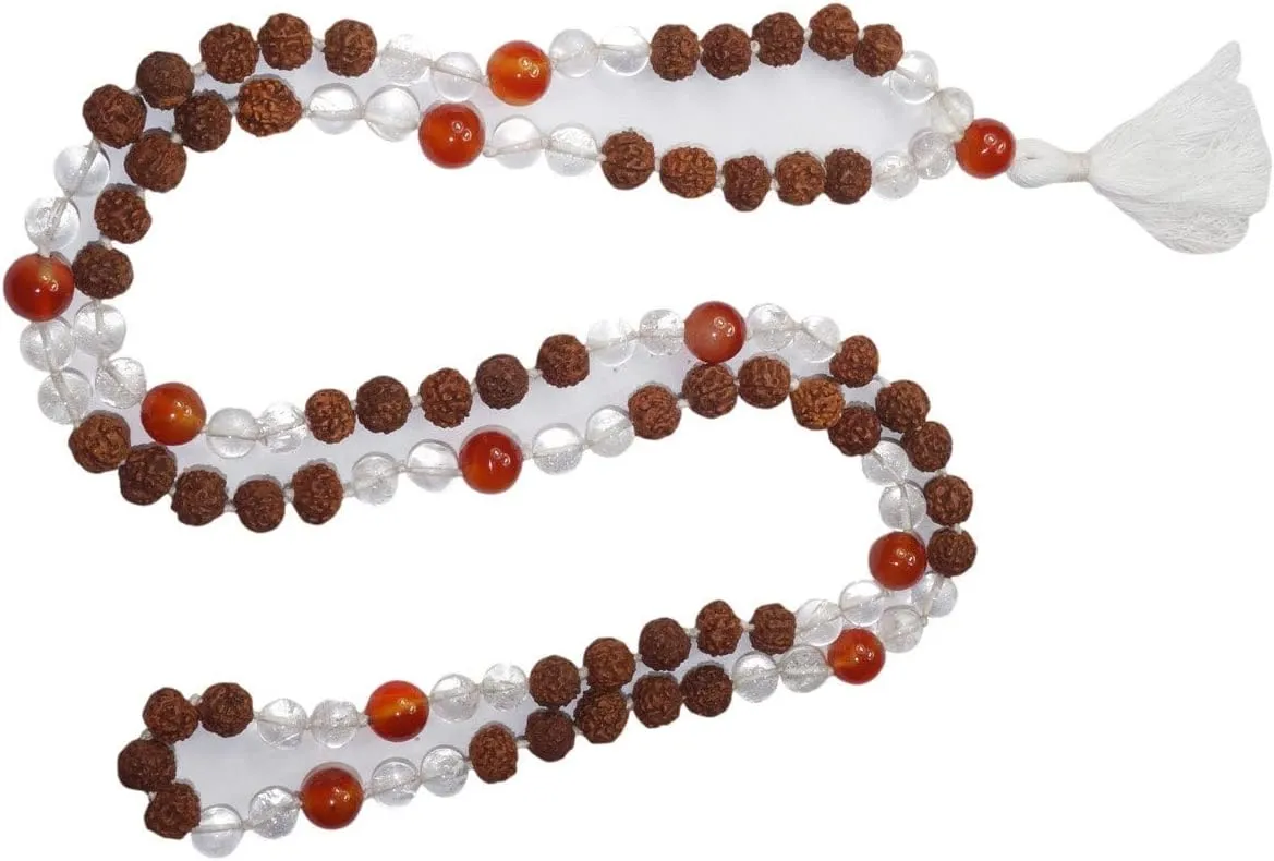 Yoga Buddhist Prayer Mala Beads Clearing Energies Coral, quartz