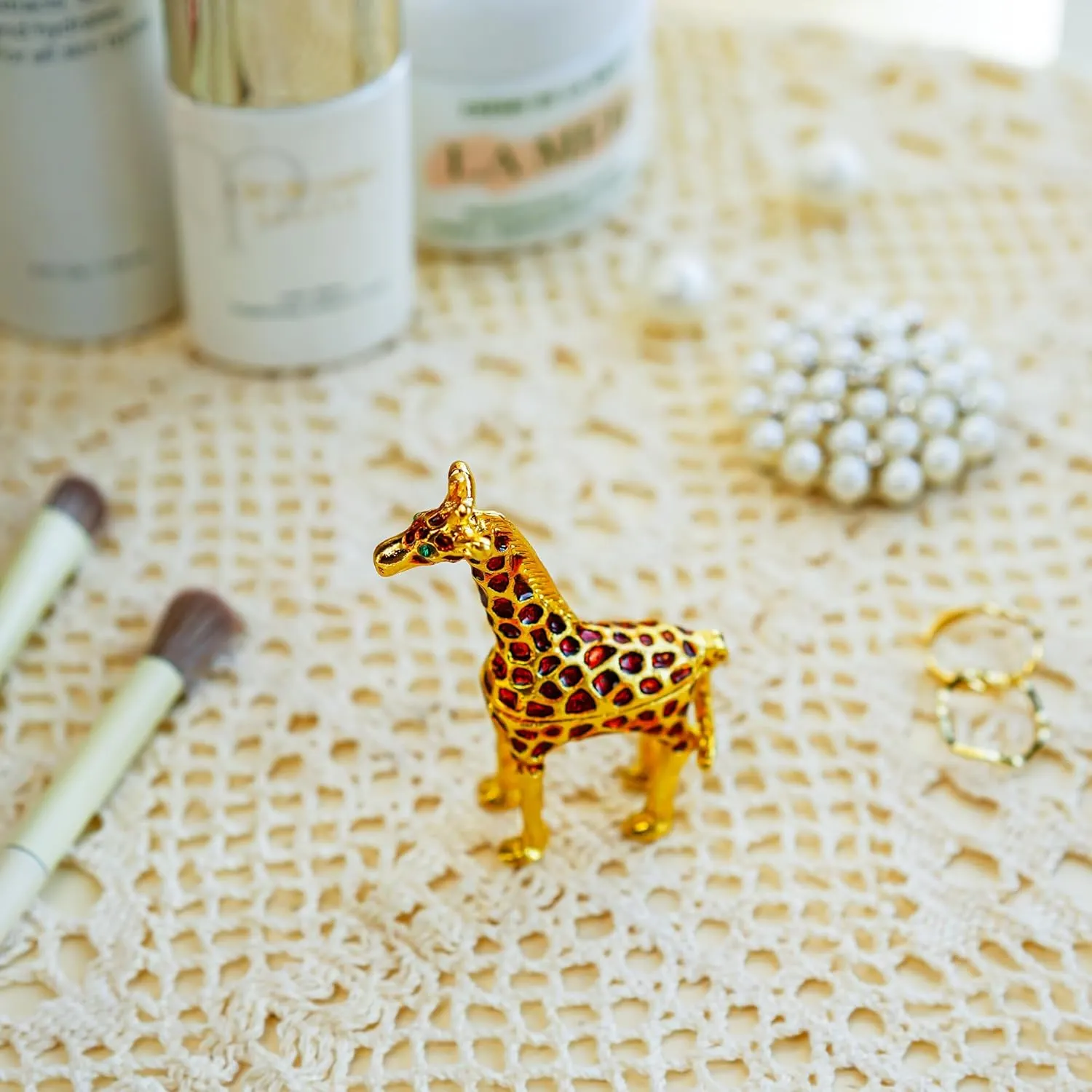 YU FENG Ring Holder Hinged Trinket Boxes for Gifts,Jewelry Boxes Organizer Display Holder (giraffe trinket box)