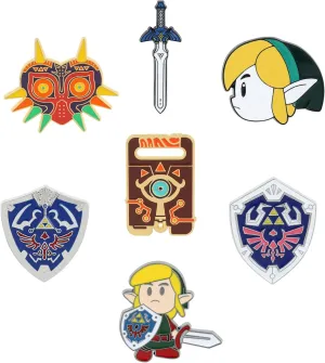 Zelda Game Enamel Pin Set - Zelda Gaming Collectible 7Pcs Shield and Sword Lapel Pins, Cosplay Brooch Gift for Women Men Game Lover