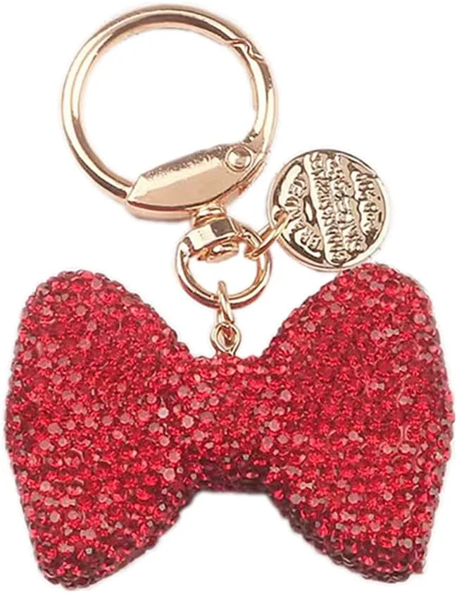 Zirconia Bowknot Keychain Colorful Rhinestone Bow Key Ring for Women for Car Keys Holder Bag Purse