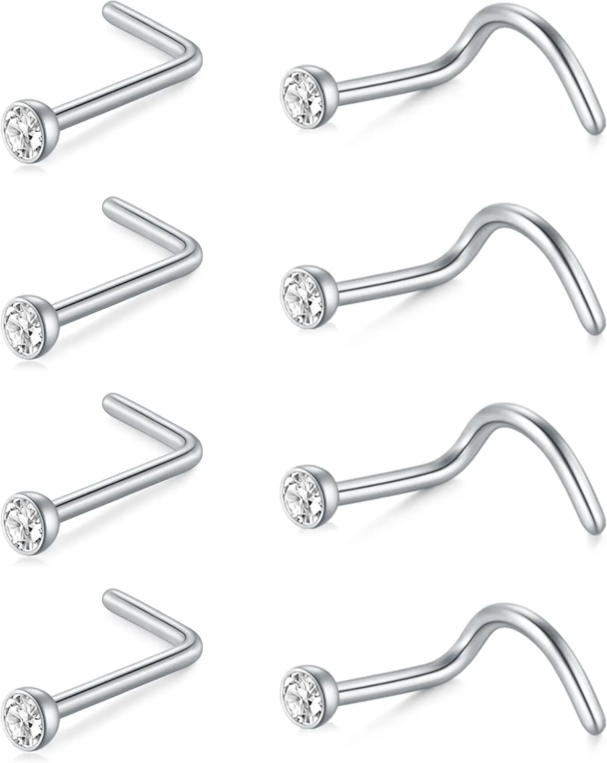 Zolure 18G 20G Threadless Nose Studs and Rings - Surgical Steel Piercing Jewelry for Women Men 1.5/2.0/2.5/3.0mm