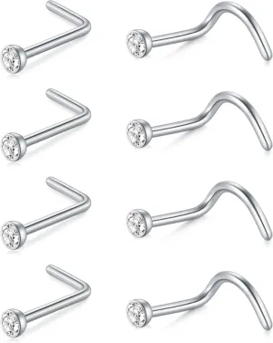 Zolure 18G 20G Threadless Nose Studs and Rings - Surgical Steel Piercing Jewelry for Women Men 1.5/2.0/2.5/3.0mm