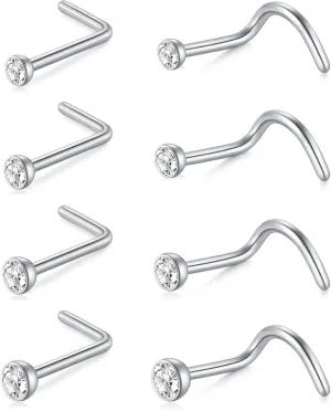 Zolure 18G 20G Threadless Nose Studs and Rings - Surgical Steel Piercing Jewelry for Women Men 1.5/2.0/2.5/3.0mm