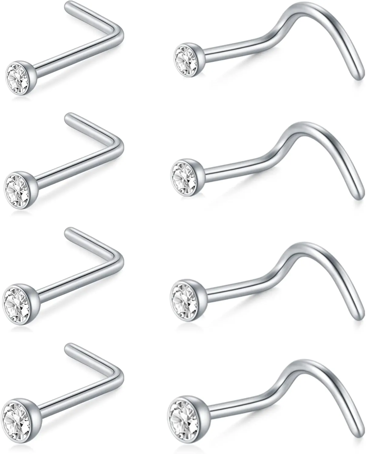 Zolure 18G 20G Threadless Nose Studs and Rings - Surgical Steel Piercing Jewelry for Women Men 1.5/2.0/2.5/3.0mm